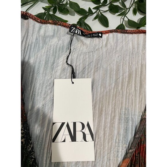 Zara Multicolor Pleated String Tie Wrap Blouse Top Sz S NWT! - Picture 14 of 16